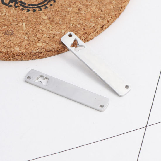 Immagine di 304 Acciaio Inossidabile Connettore Rettangolo Tono Argento Farfalla Filigrana 35mm x 6mm, 2 Pz