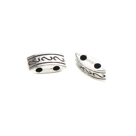 Zinc Based Alloy Spacer Beads Two Holes Rectangle Antique Silver Color S Pattern About 10mm x 5mm, Hole: Approx 1.5mm, 100 PCs