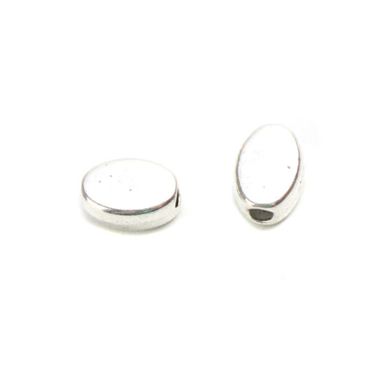 Picture of Zinc Based Alloy Spacer Beads Oval Antique Silver Color About 6mm x 4mm, Hole: Approx 1.3mm, 100 PCs