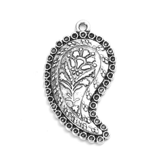 Bild von Zinklegierung Anhänger Tropfen Antiksilber (für ss5 Spitzboden Strasssteine) Blumen 3.3cm x 1.9cm, 10 Stück