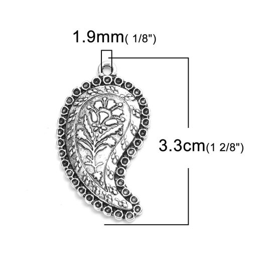 Bild von Zinklegierung Anhänger Tropfen Antiksilber (für ss5 Spitzboden Strasssteine) Blumen 3.3cm x 1.9cm, 10 Stück