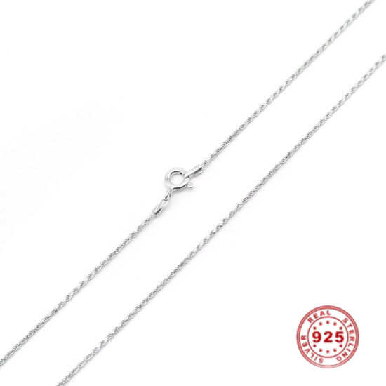 Picture of Sterling Silver Braided Rope Chain Necklace Platinum Plated 45.7cm(18") long, 1 Piece