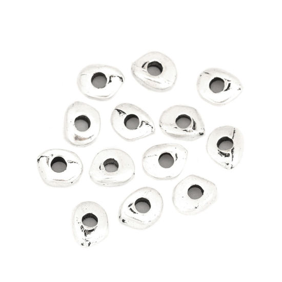 Immagine di Lega di Zinco Perline Irregolare Argento Antico Circa 7mm x 6mm, Foro:Circa 2.1mm, 100 Pz