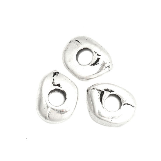 Immagine di Lega di Zinco Perline Irregolare Argento Antico Circa 7mm x 6mm, Foro:Circa 2.1mm, 100 Pz