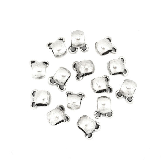 Picture of Zinc Based Alloy Bail Beads Cylinder Antique Silver Color 9mm x 8mm, 50 PCs