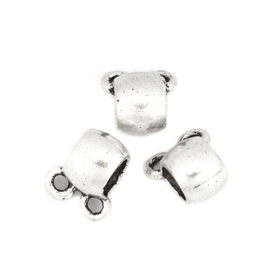 Picture of Zinc Based Alloy Bail Beads Cylinder Antique Silver Color 9mm x 8mm, 50 PCs