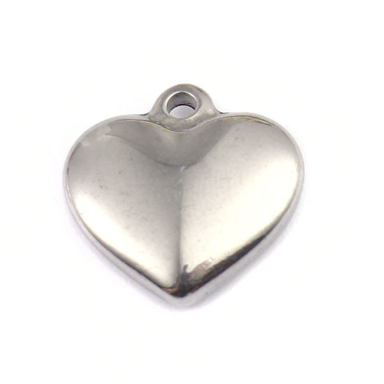 Bild von 304 Edelstahl Charms Herz Silberfarbe 16mm x 16mm, 5 Stück