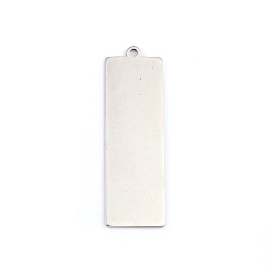 Picture of 304 Stainless Steel Pendants Rectangle Silver Tone 4.8cm x 1.5cm, 10 PCs