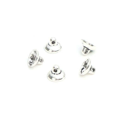 Picture of Zinc Based Alloy Beads Caps Round Antique Silver Color (Fit Beads Size: 12mm Dia.) 8mm x 6mm, 100 PCs