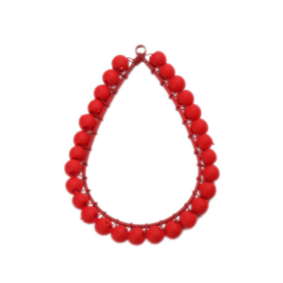 Imagen de Zamak Colgantes Gota Rojo Envuelto 4.6cm x 3.2cm, 2 Unidades
