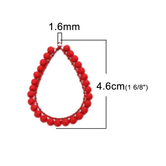 Imagen de Zamak Colgantes Gota Rojo Envuelto 4.6cm x 3.2cm, 2 Unidades