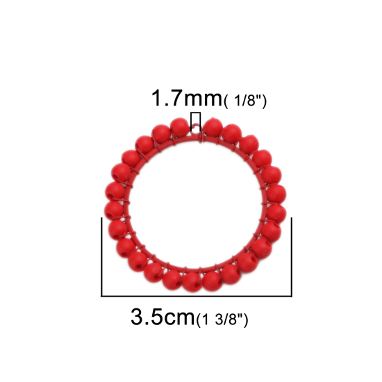 Imagen de Zamak Colgantes Ronda Rojo Envuelto 3.5cm Dia, 2 Unidades