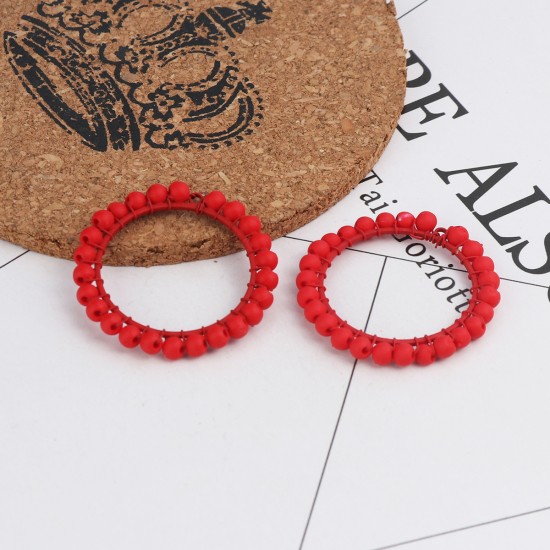 Imagen de Zamak Colgantes Ronda Rojo Envuelto 3.5cm Dia, 2 Unidades