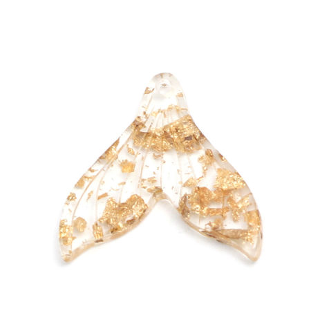 Image de Breloques en Résine Queue de Poisson Feuille d'etain Transparent 20mm x 19mm, 20 Pcs