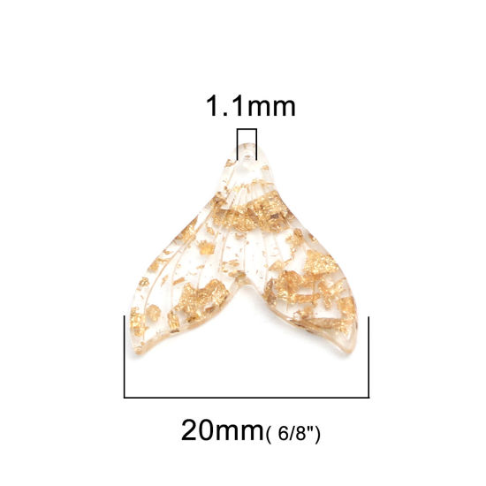 Immagine di Resina Charms Fishtail Stagnola Trasparente 20mm x 19mm, 20 Pz