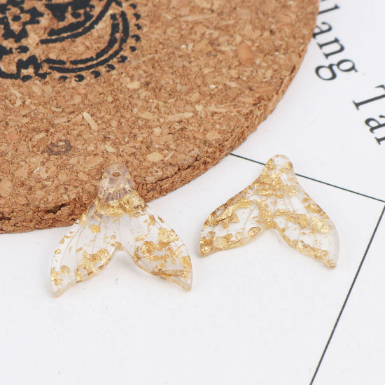 Immagine di Resina Charms Fishtail Stagnola Trasparente 20mm x 19mm, 20 Pz