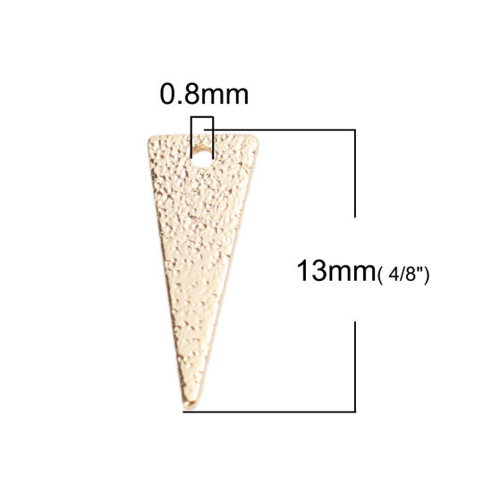 Image de Breloques en Laiton Triangle Plaqué Or Véritable 18K 13mm x 5mm, 5 Pcs