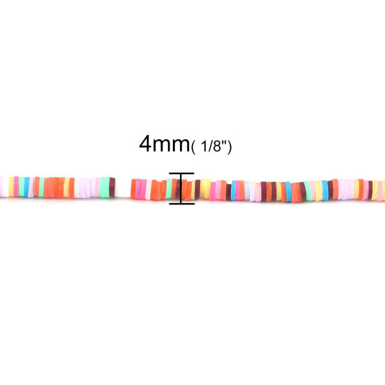 Picture of Polymer Clay Katsuki Beads Heishi Beads Disc Beads Round At Random Mixed 4mm Dia, Hole: Approx 1.3mm, 38.8cm(15 2/8") long, 2 Strands
