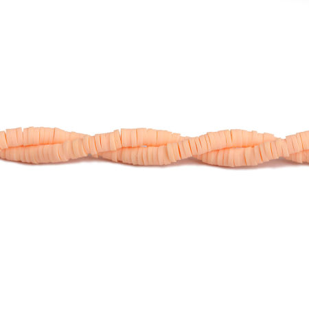 Picture of Polymer Clay Katsuki Beads Heishi Beads Disc Beads Round Orange 4mm Dia, Hole: Approx 1.3mm, 40cm(15 6/8") long, 2 Strands