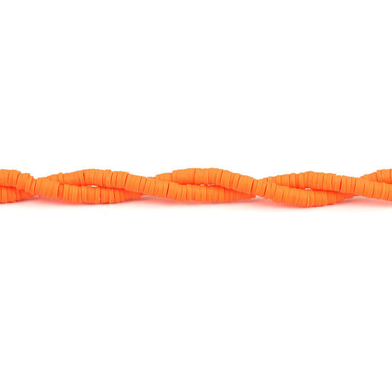 Bild von Polymer Ton Katsuki Perlen Rund Orange, 4mm D., Loch: 1.3mm, 40cm lang/Strang, 2 Stränge