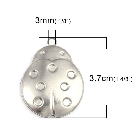 304ステンレス鋼 ペンダント てんとう虫 シルバートーン （ 25mmx21mm に適応) 3.7cm x 2.9cm、 1 個 の画像