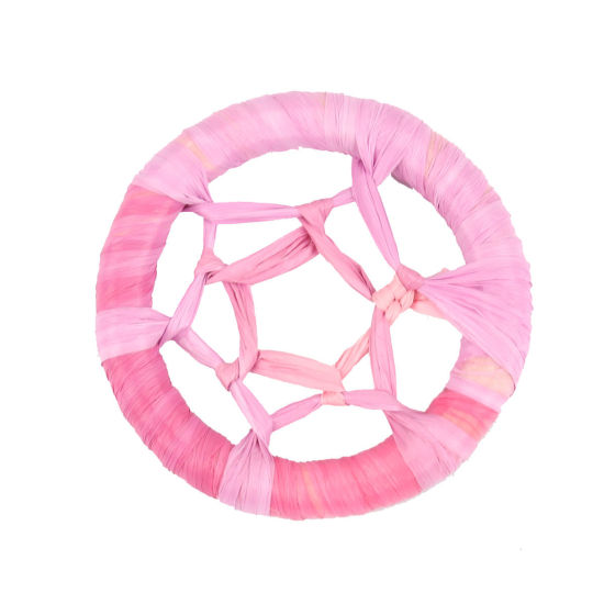 Изображение Рафия Коннекторы фурнитуры Ловец снов Розовый ажурная резьба (для 40мм диаметр, 4 ШТ