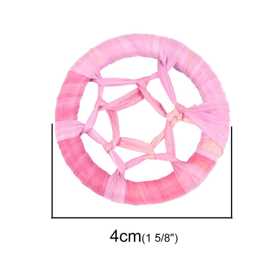 Изображение Рафия Коннекторы фурнитуры Ловец снов Розовый ажурная резьба (для 40мм диаметр, 4 ШТ