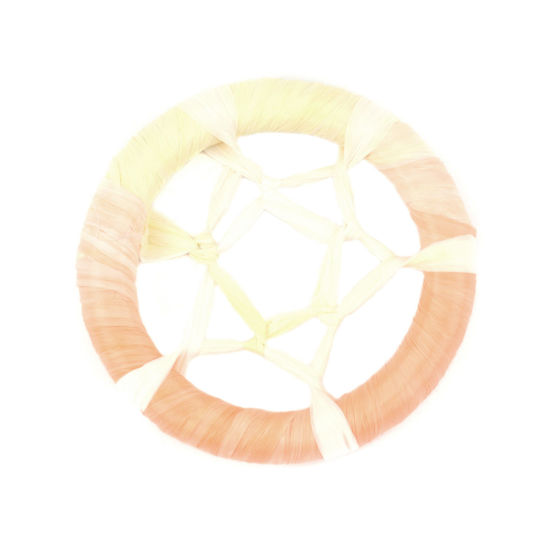 Изображение Рафия Коннекторы фурнитуры Ловец снов Желтый+Оранжевый ажурная резьба (для 40мм диаметр, 4 ШТ