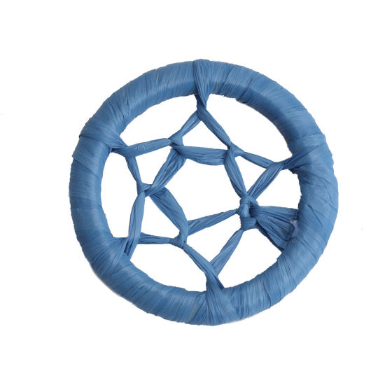 Изображение Рафия Коннекторы фурнитуры Ловец снов Синий ажурная резьба (для 40мм диаметр, 4 ШТ