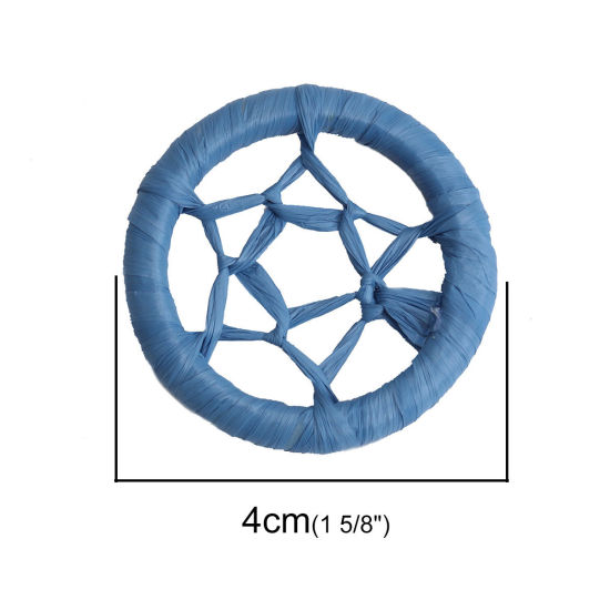 Изображение Рафия Коннекторы фурнитуры Ловец снов Синий ажурная резьба (для 40мм диаметр, 4 ШТ