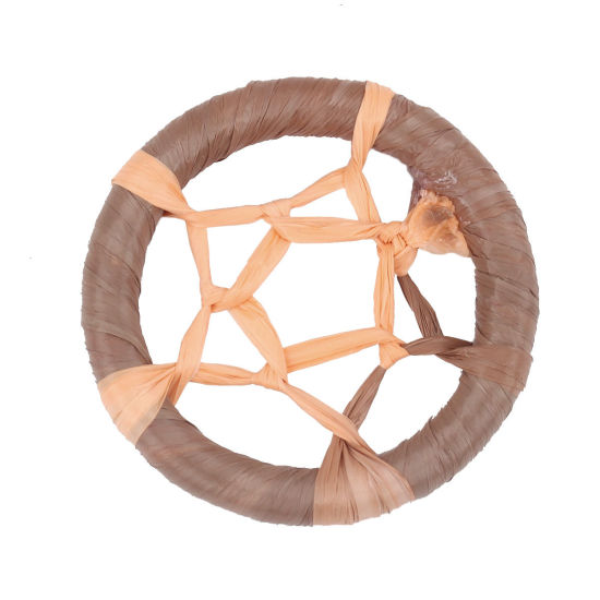 Изображение Рафия Коннекторы фурнитуры Ловец снов Кофейный ажурная резьба (для 40мм диаметр, 4 ШТ
