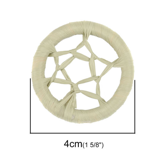 Изображение Рафия Коннекторы фурнитуры Ловец снов Серо-зелёный ажурная резьба (для 40мм диаметр, 4 ШТ