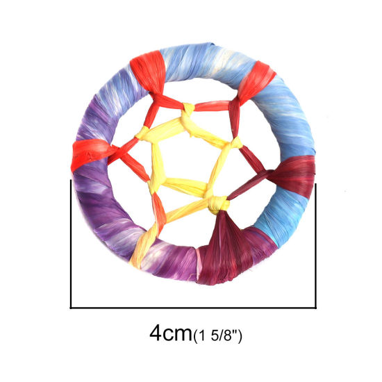 Изображение Рафия Коннекторы фурнитуры Ловец снов Разноцветный ажурная резьба (для 40мм диаметр, 4 ШТ