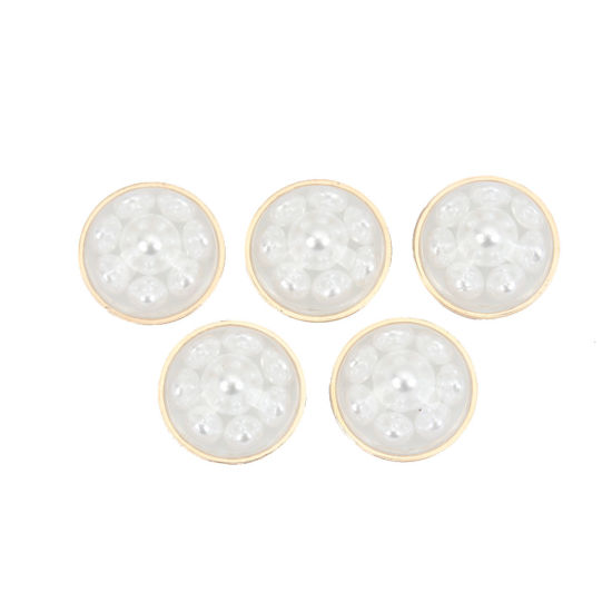 Image de Cabochons d'Embellissement en Acrylique+Résine Rond Blanc Imitation Perles 16mm Dia, 10 Pcs