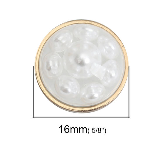 Image de Cabochons d'Embellissement en Acrylique+Résine Rond Blanc Imitation Perles 16mm Dia, 10 Pcs