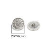 Picture of Zinc Based Alloy Sewing Shank Buttons Round Antique Silver Color Flower Carved 23mm Dia., 10 PCs