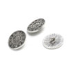 Picture of Zinc Based Alloy Sewing Shank Buttons Round Antique Silver Color Flower Carved 23mm Dia., 10 PCs