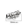 Picture of Zinc Based Alloy Bail Beads Cylinder Antique Silver Color Flower Hollow 19mm x 11mm, 20 PCs