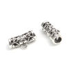 Picture of Zinc Based Alloy Bail Beads Cylinder Antique Silver Color Flower Hollow 19mm x 11mm, 20 PCs