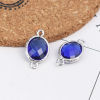 Picture of Brass & Glass Connectors Oval Silver Tone Royal Blue Faceted 20mm x 12mm, 5 PCs                                                                                                                                                                               