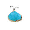Picture of Natural Shell Charms Gold Plated Blue 27mm x 25mm - 23mm x 21mm, 5 PCs