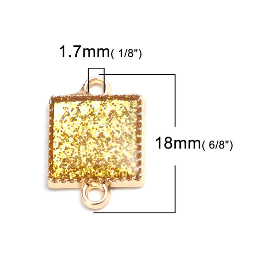 Imagen de Zamak Conectores Cuadrado Chapado en Oro Brillo 18mm x 12mm, 10 Unidades
