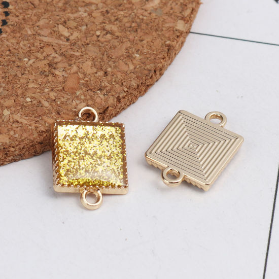 Imagen de Zamak Conectores Cuadrado Chapado en Oro Brillo 18mm x 12mm, 10 Unidades