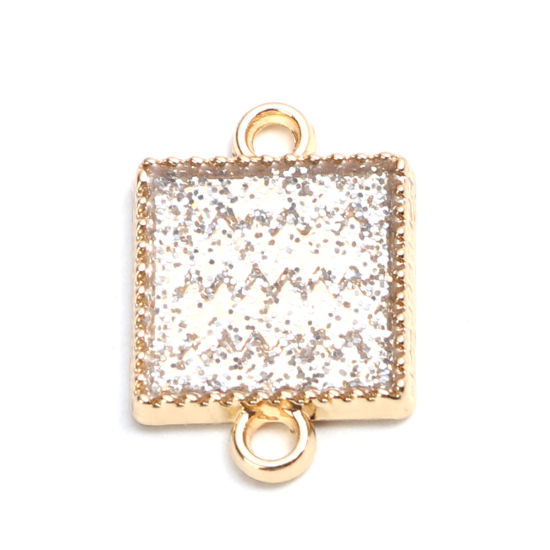 Imagen de Zamak Conectores Cuadrado Chapado en Oro Plata Brillo 18mm x 12mm, 10 Unidades