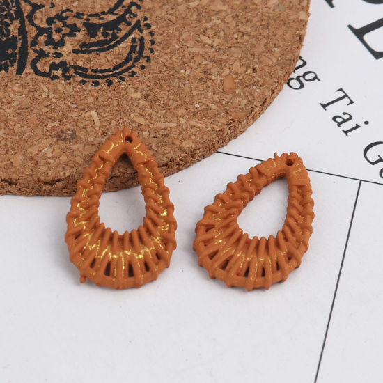 Picture of Resin Connectors Drop Khaki Woven 32mm x 20mm, 10 PCs