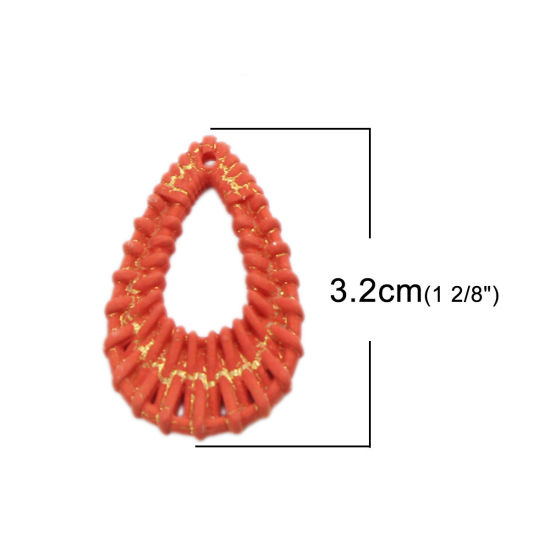 Picture of Resin Connectors Drop Orange Woven 32mm x 20mm, 10 PCs