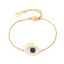 Immagine di Acciaio Inossidabile Braccialetti Oro Placcato Occhi Nero Cubic Zirconiae Filigrana 16.5cm Lunghezza, 1 Pz
