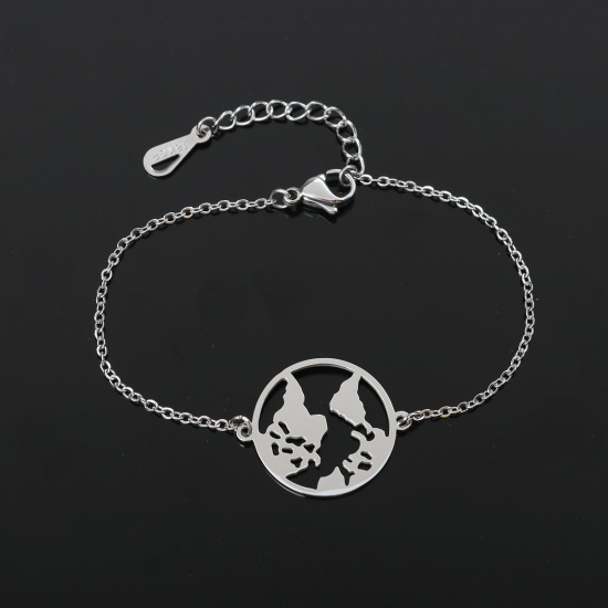 Image de Bracelets en Acier Inoxydable Argent Mat Rond Creux 16.5cm long, 1 Pièce