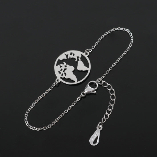 Image de Bracelets en Acier Inoxydable Argent Mat Rond Creux 16.5cm long, 1 Pièce