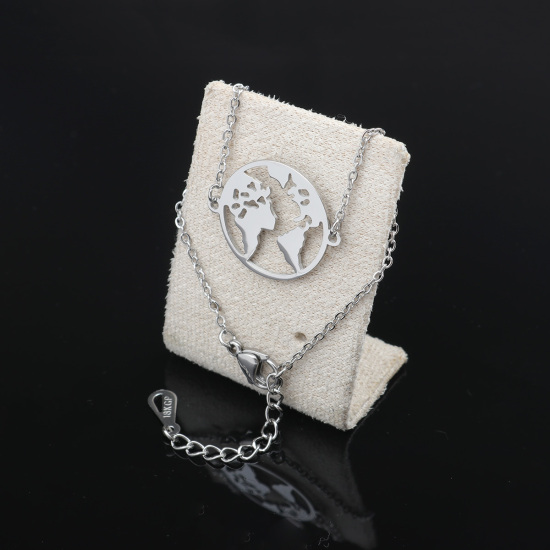 Image de Bracelets en Acier Inoxydable Argent Mat Rond Creux 16.5cm long, 1 Pièce